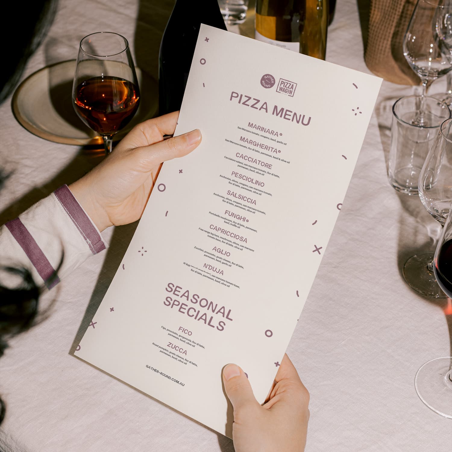 Branding Design for Gather Round Pizza Menu
