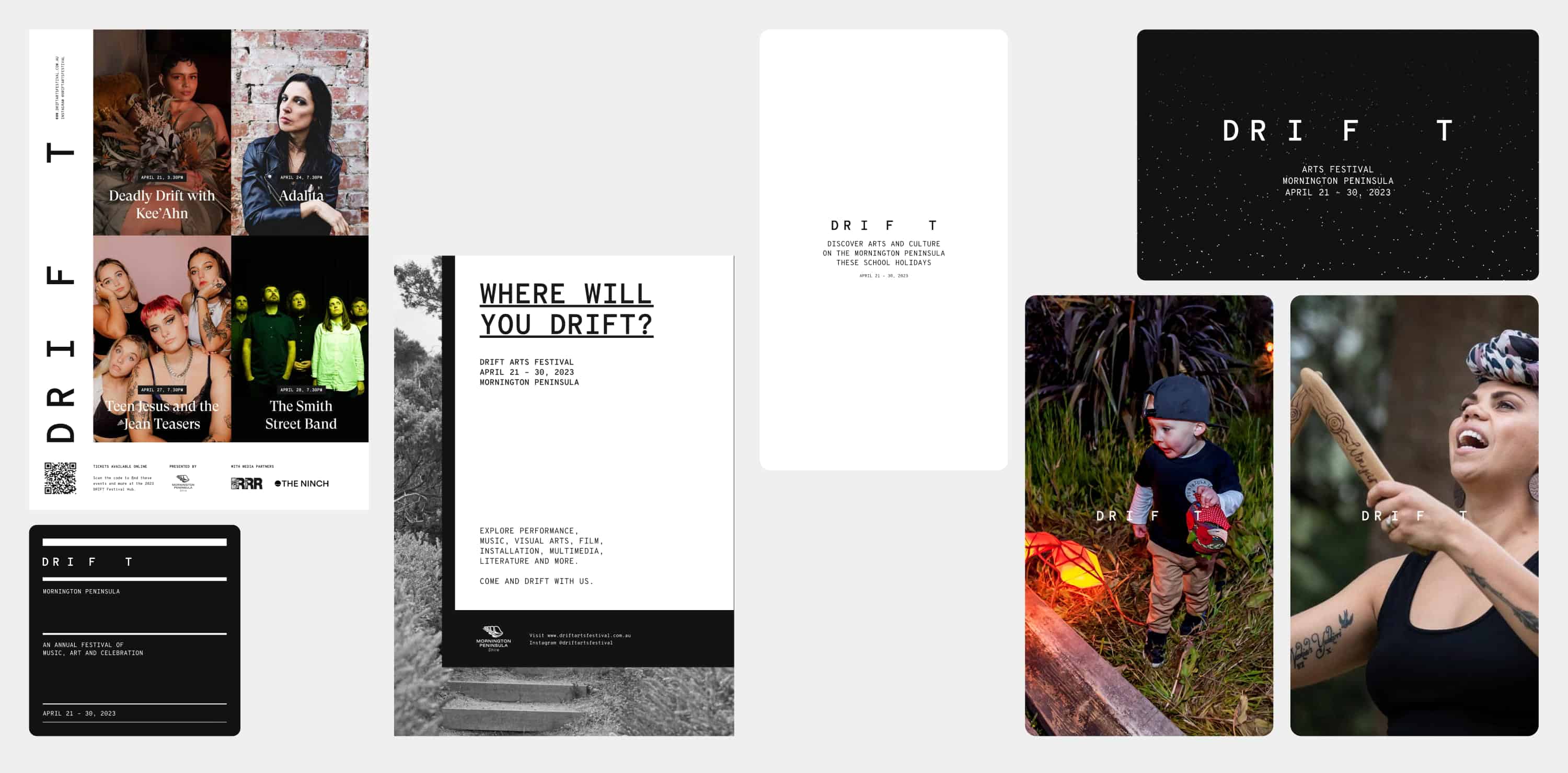 Drift Arts Festival Mornington Peninsula Branding Design simple poster