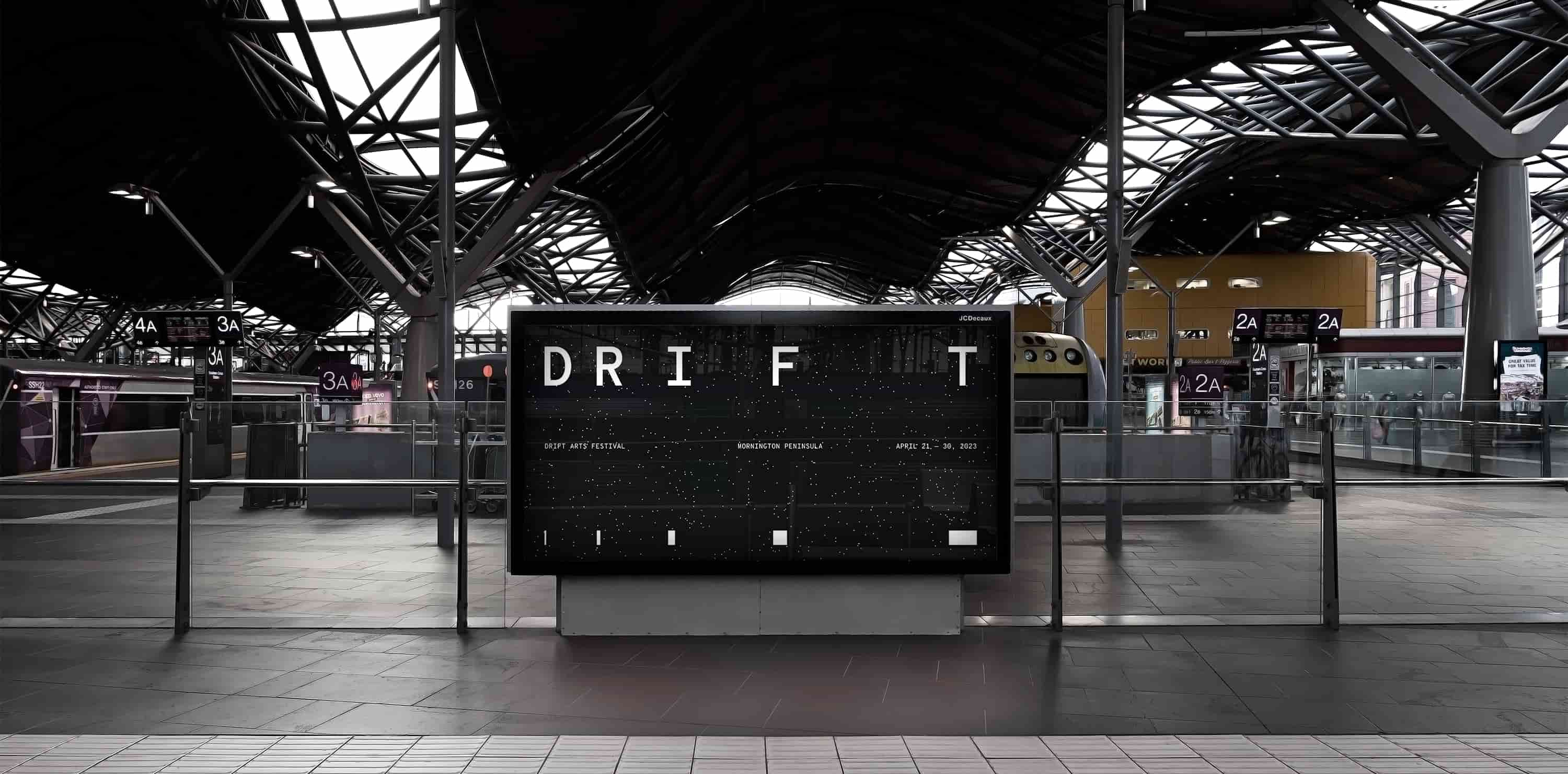 Drift Arts Festival Mornington Peninsula Branding Design train station poster