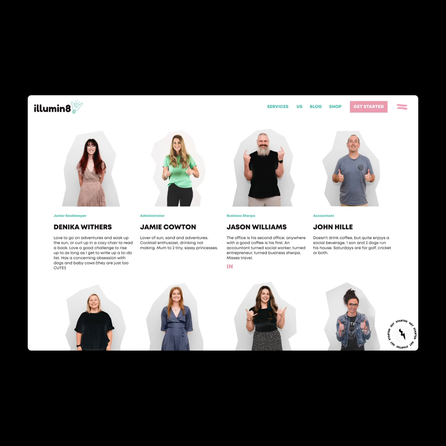 Website Design for Illumin8 featuring Dropdown Menu