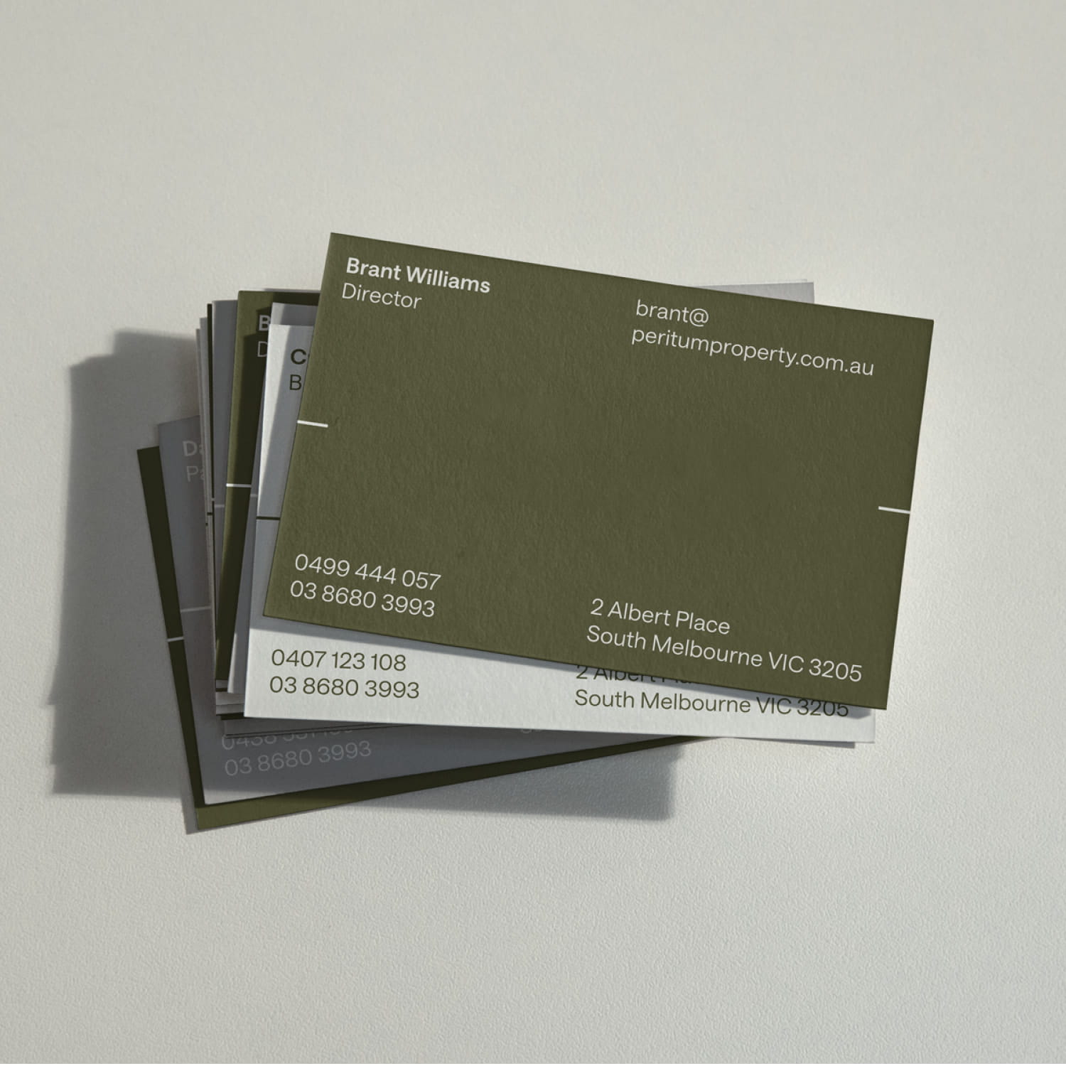Branding Design for a stack of Peritum Business Cards