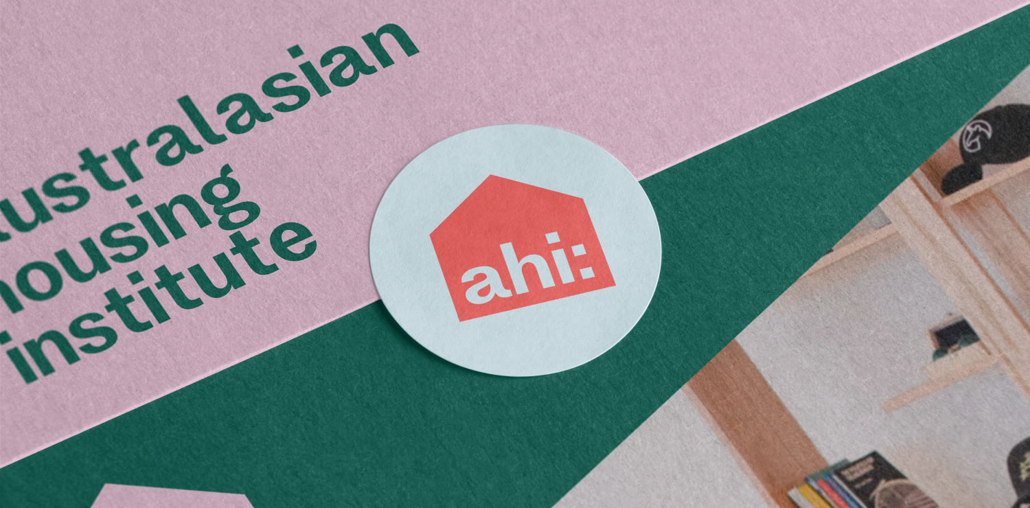 Close up of Branding Design for The AHI print material